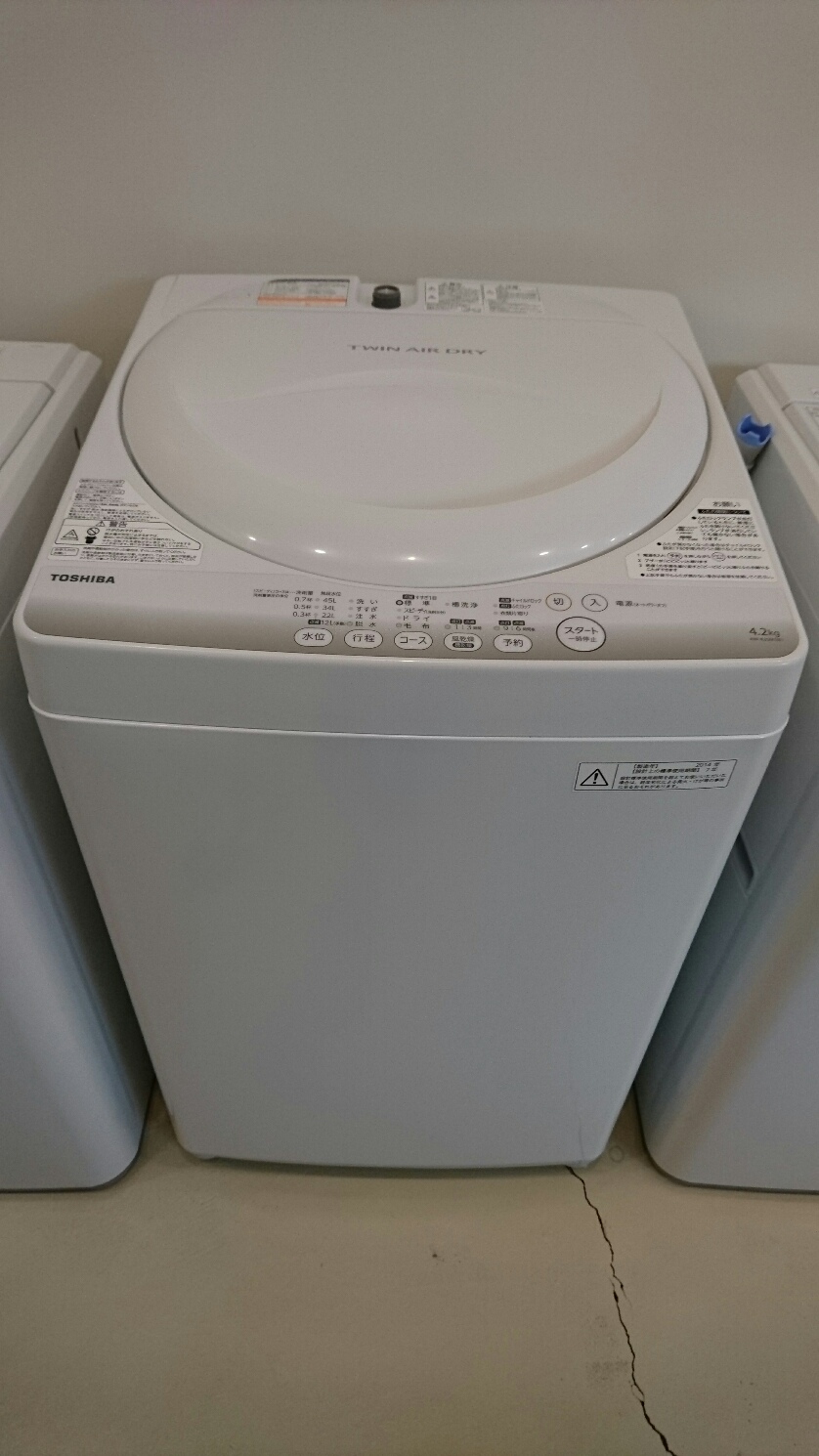 洗濯機／東芝／TOSHIBA／AW-42SM(W)／2014年製／4.2kg | 宇都宮の ...