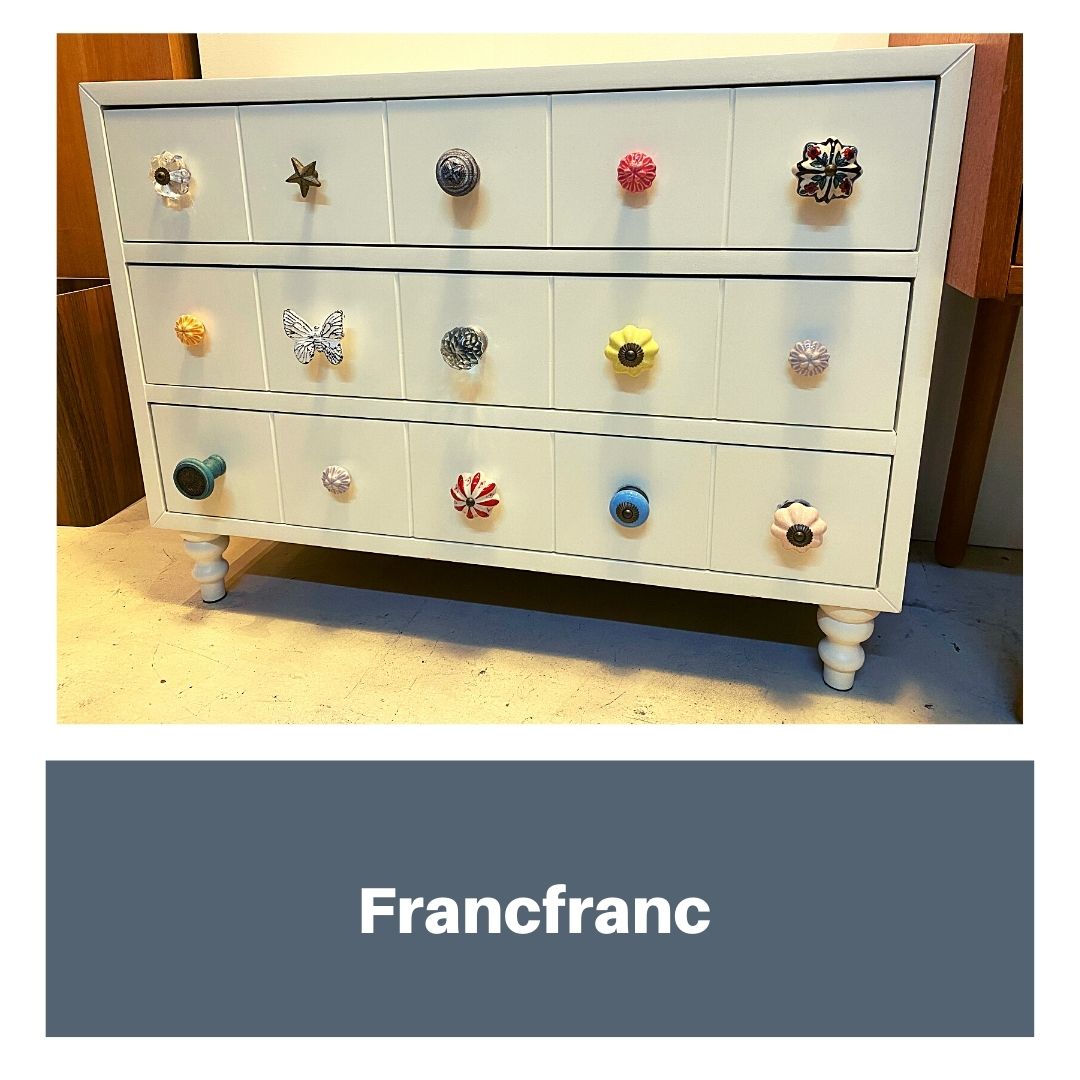 Francfranc／フランフラン／ハンドルストックチェスト／3段／ホワイト 